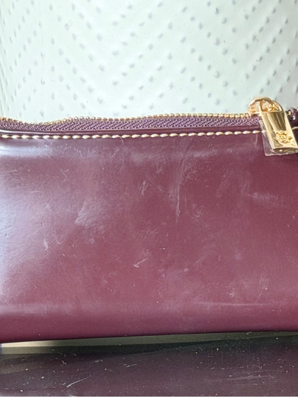 Nanette Lepore Wine Leather Zip Wallet with Gold Hardware - Picture 3 of 3